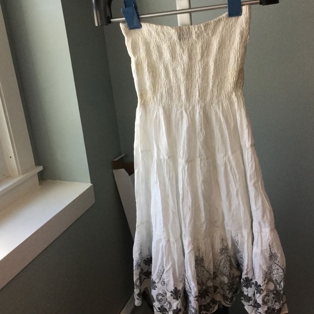 White Sundress with Black Flowers